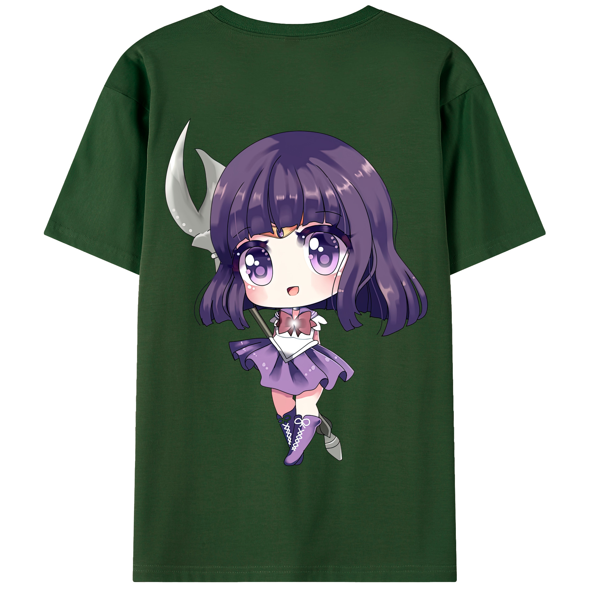 （画像用） 美少女戦士セーラームーン 土萠ほたる Sailor Moon Tomoe Hotaru （セーラーサターン；Sailor Saturn） 綿100％半袖Tシャツ（背面プリント）